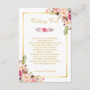 Carte D'accompagnement Puits de vœux de mariage Or Élégant Chic Floral