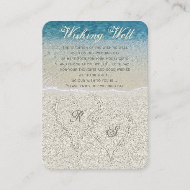 Carte D'accompagnement Puits de vœux de mariage sur la plage de sable pai (Devant)