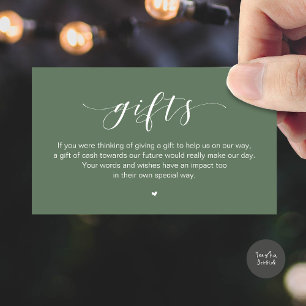 Carte D'accompagnement Puits de vœux de mariage, une note sur les cadeaux