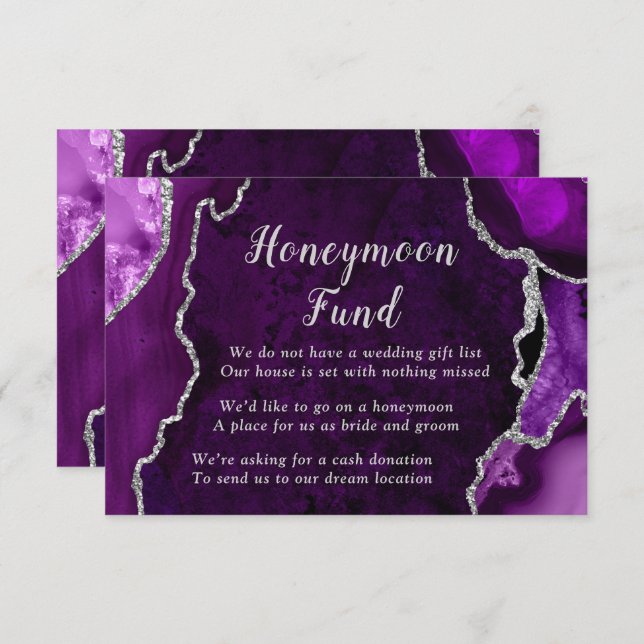 Carte D'accompagnement Purple and Silver Agate Honeymoon Fund (Devant / Derrière)