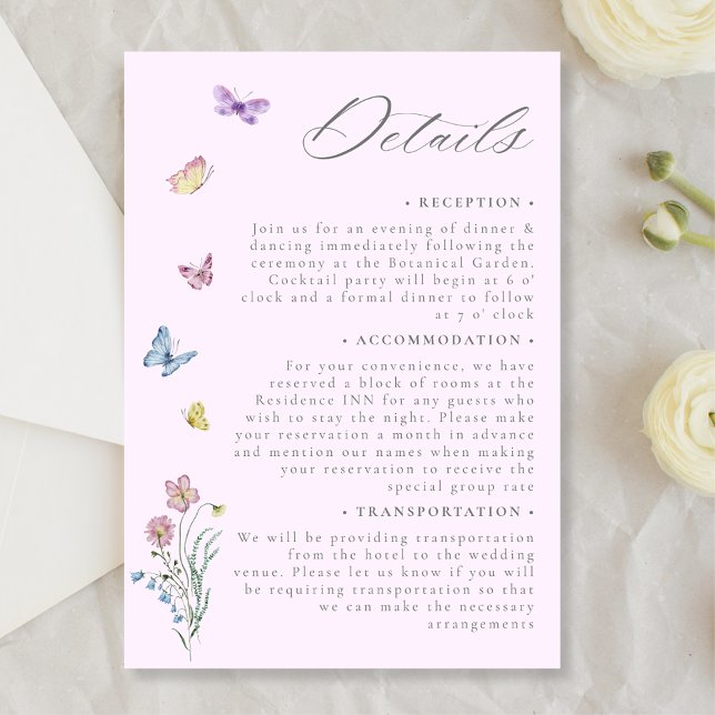 Carte D'accompagnement Purple Boho Fleur sauvage Butterfly Détails du Mar (Créateur téléchargé)