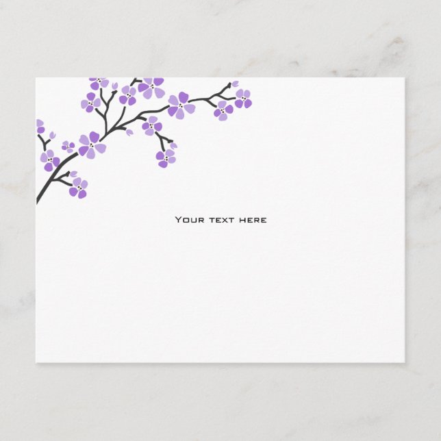 Carte D'accompagnement Purple Cherry Blossom Directions Insérer (Devant)