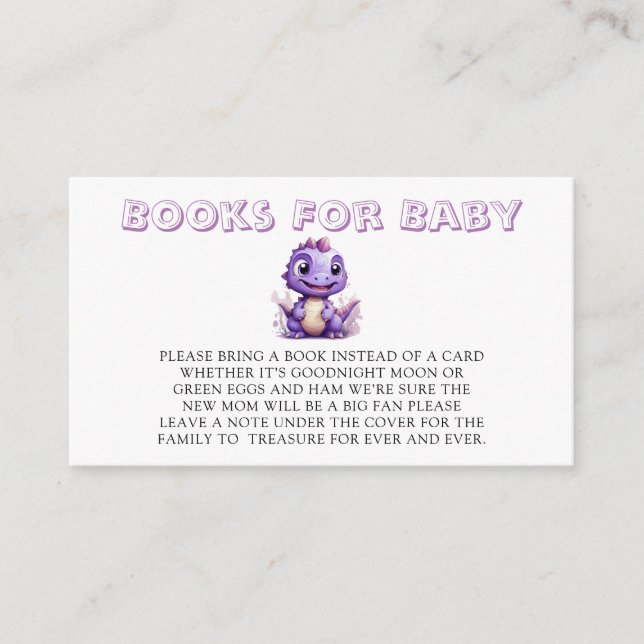Carte D'accompagnement Purple Dinosaure Floral Girl Livres Pour Bébé (Devant)