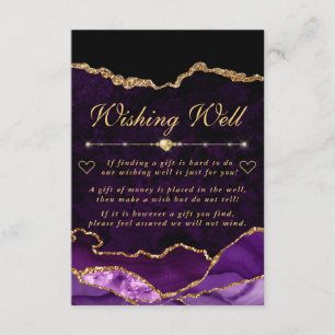 Carte D'accompagnement Purple et Gold Faux Parties scintillant Agate Wish