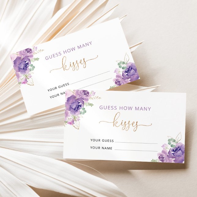 Carte D'accompagnement Purple floral deviner combien de baisers (Créateur téléchargé)