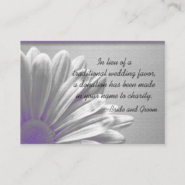 Carte D'accompagnement Purple Floral Faits saillants Mariage Charité Fave (Devant)