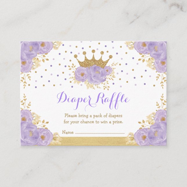 Carte D'accompagnement Purple Gold Couronne Princesse Baby Girl Déchets R (Devant)