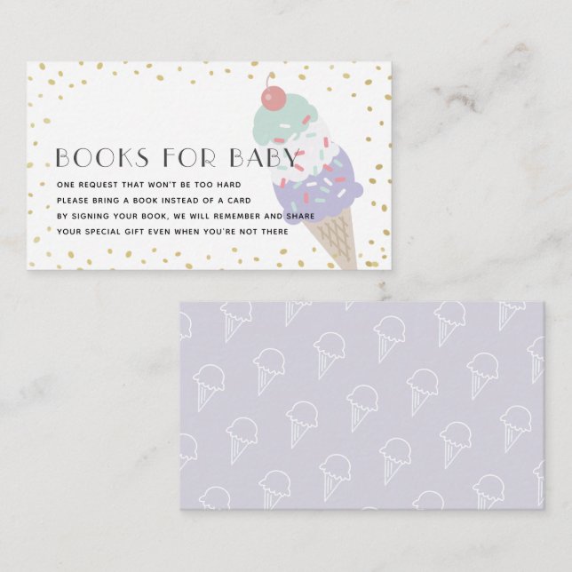 Carte D'accompagnement Purple Ice Cream Gold Baby shower Demande de réser (Devant / Derrière)
