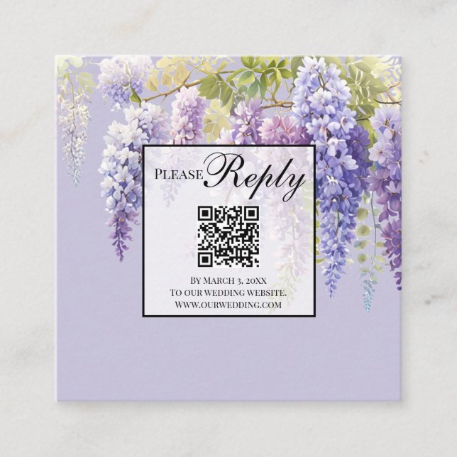 Carte D'accompagnement Purple lavande florale glyteria Code QR mariage (Devant)