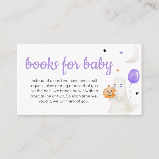 Carte D'accompagnement Purple Little Boo est presque dû livre pour bébé (Devant)