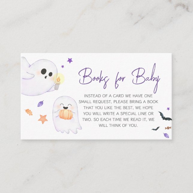 Carte D'accompagnement Purple Little Boo Halloween Livres pour bébé (Devant)