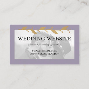 Carte D'accompagnement Purple Modern Photo Gold Feuille site Mariage