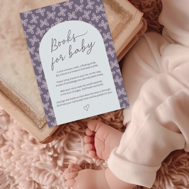 Carte D'accompagnement Purple Papillon Motif Livres pour bébé (Créateur téléchargé)