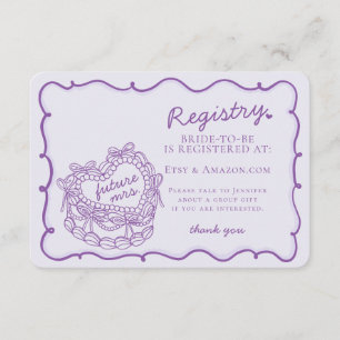 Carte D'accompagnement Purple Retro Coquette Registre de gâteau Coquette