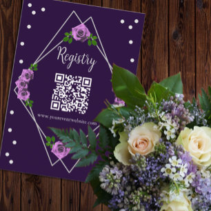 Carte D'accompagnement Purple Rose Argent Géométrique Sweet 16 Registre