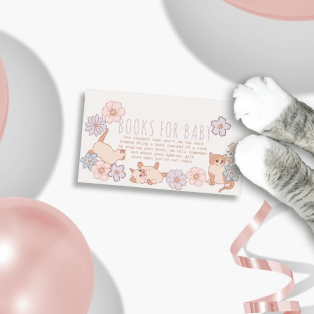Carte D'accompagnement Purr-fect Douche Chats Floral Girl Livres pour béb (Créateur téléchargé)