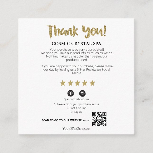 Carte D'accompagnement *~* QR - AP8 MERCI Gold Star Review (Devant)