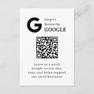 Carte D'accompagnement QR Code Avis Google Lien de retour d'information
