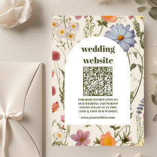 Carte D'accompagnement qr code Boho Fleur sauvage Mariage botanique