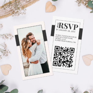 Carte D'accompagnement QR Code bold photo minimale en ligne RSVP Enboîtie