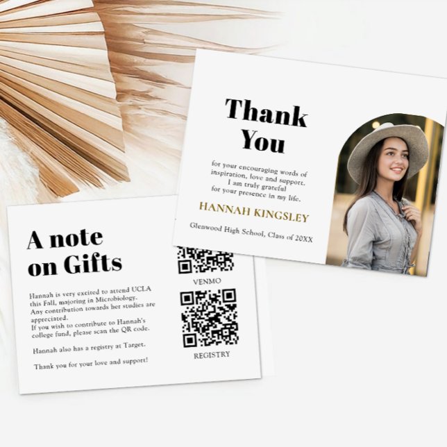Carte D'accompagnement QR Code Collage Fund -cum-Thank You Grad (Créateur téléchargé)