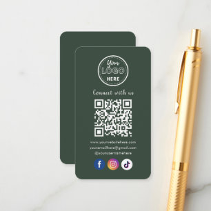 Carte D'accompagnement QR Code Connexion Us Social Media Forest Green