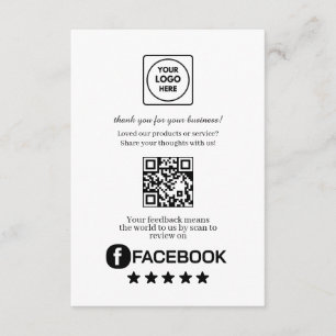 Carte D'accompagnement QR Code de révision Facebook Lien de rétroaction