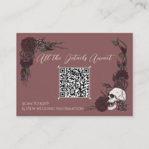 Carte D'accompagnement QR Code de Site Web de Mariage Crâne Floral Mauve