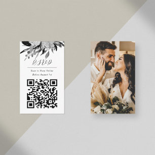 Carte D'accompagnement QR Code en ligne Photo Black Floral Site Web
