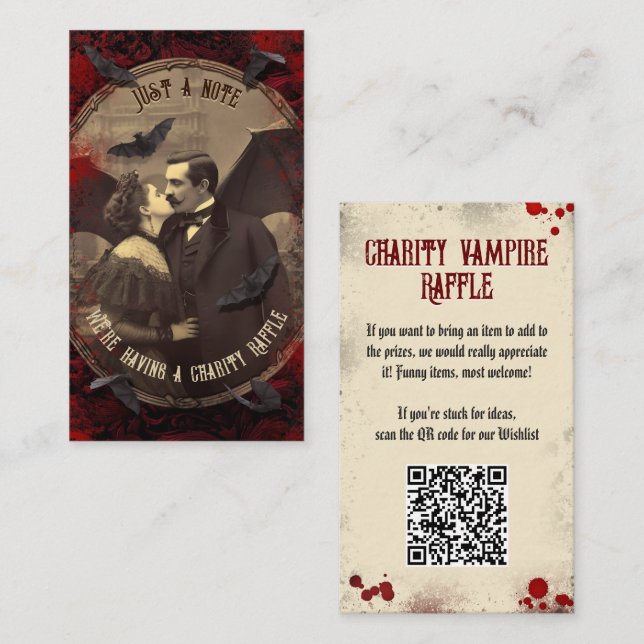 Carte D'accompagnement QR Code Halloween Raffle Gothique Romantique Vampi (Devant / Derrière)