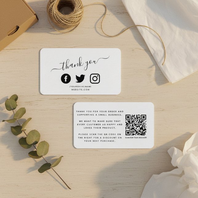 Carte D'accompagnement QR code merci escompte médias sociaux (QR code thank you discount Social media Enclosure Card.)