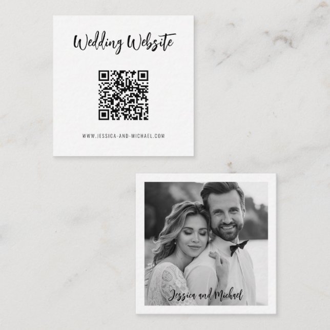 Carte D'accompagnement 💍 QR code Minimalist Elegant site de mariage (Devant / Derrière)