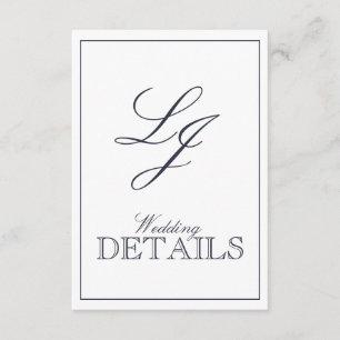 Carte D'accompagnement QR Code Navy Blue Script Monogramme Détails du Mar