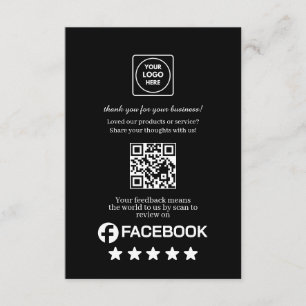 Carte D'accompagnement QR Code Noir   Lien de notation Facebook Business