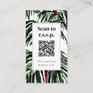 Carte D'accompagnement QR Code Plage Mariage RSVP Palmiers Peints