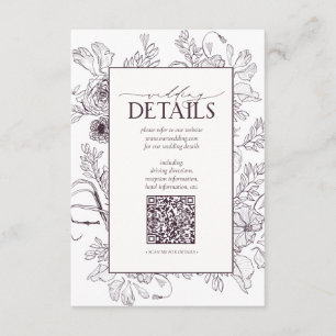 Carte D'accompagnement QR Code Plum Purple Floral Détails du Mariage