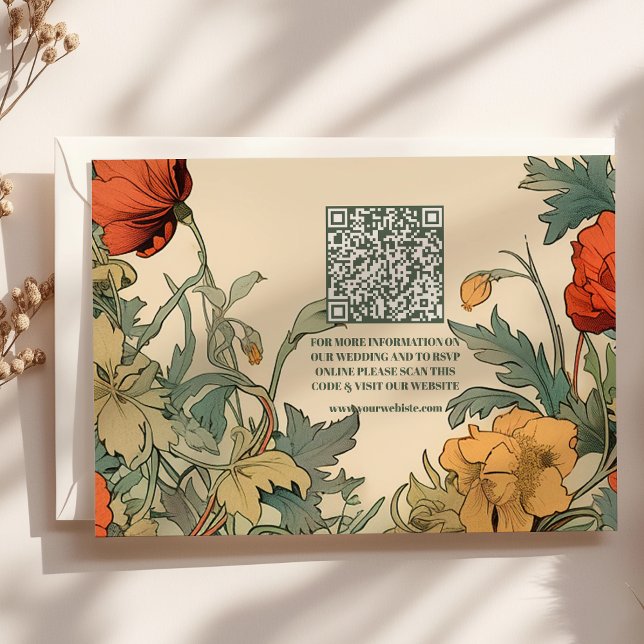 Carte D'accompagnement QR Code Romantique Art nouveau Mariage (Créateur téléchargé)