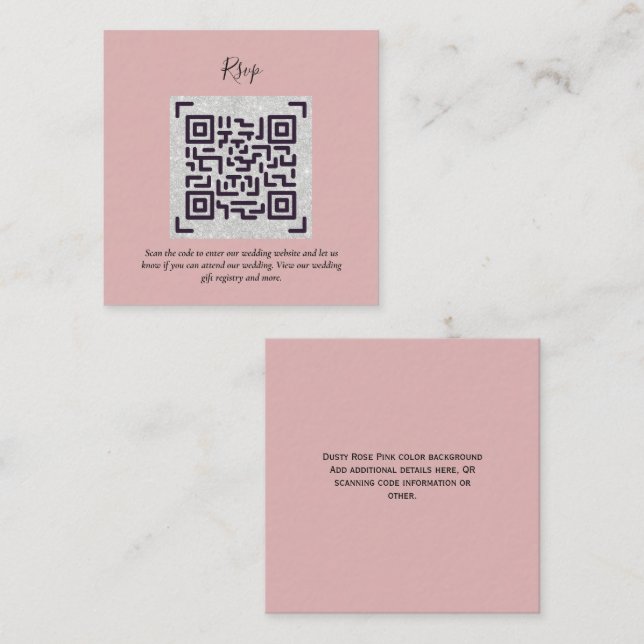 Carte D'accompagnement QR CODE RSVP Détails du Mariage Cadeaux de logemen (Devant / Derrière)