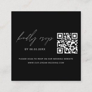 Carte D'accompagnement QR Code RSVP Mariage site minimaliste