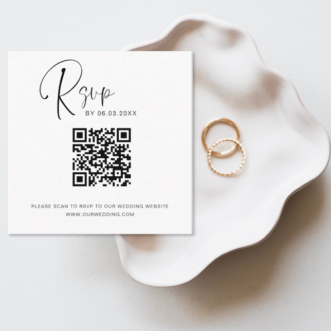 Carte D'accompagnement QR Code RSVP Mariage Website Elegant Boîtier Voitu (Créateur téléchargé)