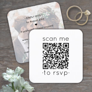 Carte D'accompagnement QR Code RSVP Mariage Website Modern Minimal Photo