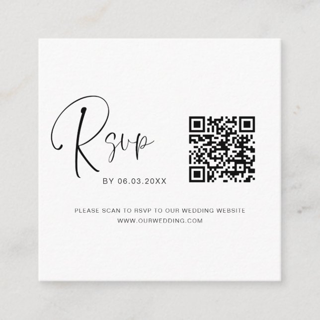 Carte D'accompagnement QR Code RSVP Site Mariage (Devant)