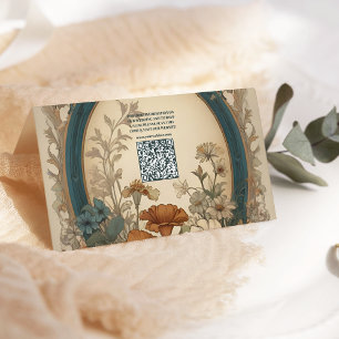 Carte D'accompagnement QR Code Sage Green Art Nouveau Alphonse Mariage