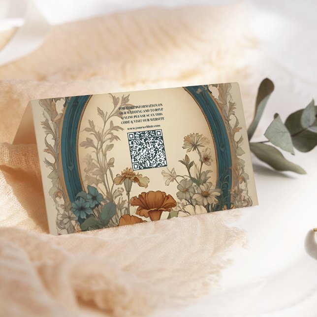 Carte D'accompagnement QR Code Sage Green Art Nouveau Alphonse Mariage (Créateur téléchargé)