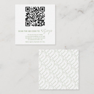 Carte D'accompagnement QR code sauge vert, calligraphie blanche photo RSV
