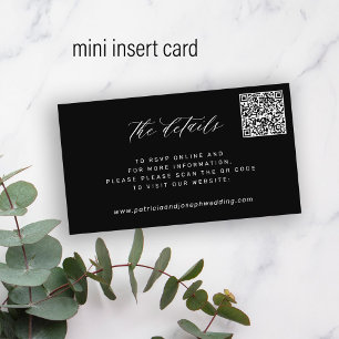 Carte D'accompagnement QR CODE simple détails de mariage élégant noir