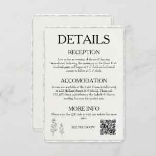 Carte D'accompagnement QR Code Simple Moderne Faux Deckted Edge Mariage