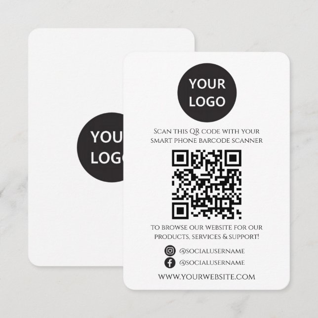 Carte D'accompagnement QR Code Site Web d'entreprise Me scanner Médias so (Devant / Derrière)