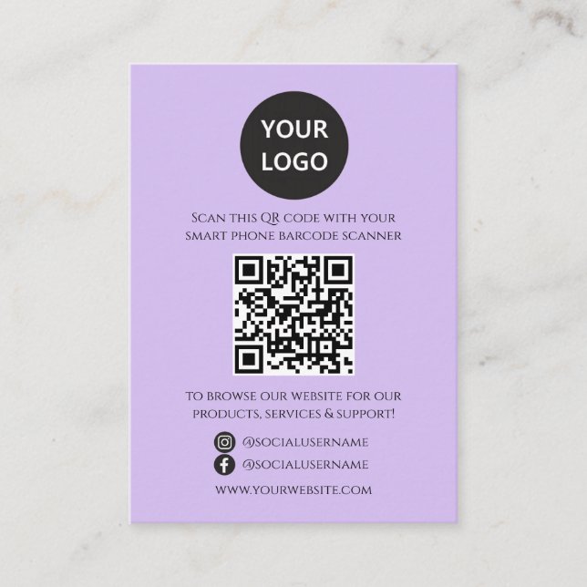 Carte D'accompagnement QR Code Site Web d'entreprise Me scanner Médias so (Devant)