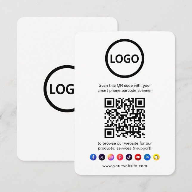 Carte D'accompagnement QR Code Site Web d'entreprise Me scanner Médias so (Devant / Derrière)
